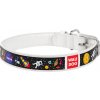 WAU DOG Kožený obojok so vzorom NASA biely Obvod krku: 27-36 cm, širka: 15 mm