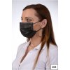 Jednorázové trojvrstvové certifikované rúško na tvár s gumičkou - čierne