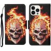 Peňaženkové 3D puzdro na iPhone 16 Pro - Flame Skull
