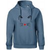 Mačka - srdce namiesto nosa - Oversized mikina dámská Moon - kratšia + širšia - M ( Denim )