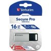 Verbatim USB flash disk, USB 3.0, 16GB, Secure Pro, Store N Go, stříbrný, 98664, USB A, AES 256-bit šifrování, s výsuvným konektor