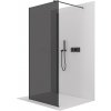 CERANO - Sprchová zástena Walk-in Onyx Corner Round Ľ/P - 8 mm - guľatá vzpera - čierna matná, grafitové sklo - 130x70x200 cm