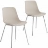 tectake 405432 plastové stoličky mave, ergonomické, 120 kg - taupe/chromová, sada 2 ks
