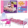 Súprava nábytku pre bábiky – posteľ, toaletný stolík, stolička