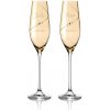 Gold Silhouette gravírované svadobné poháre na šampanské a prosecco