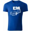 T-ričko BMW e36 line pánske tričko Farba trička: Kráľovská Modrá, Farba potlače: Biela, Veľkosť: 3XL