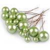 Guličky / bobule na drôtiku na tvorenie Ø1-2 cm - 1 sáčok 7 zelenobežova