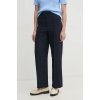 Nohavice Tommy Hilfiger dámske, tmavomodrá farba, rovné, stredne vysoký pás, WW0WW43875 34