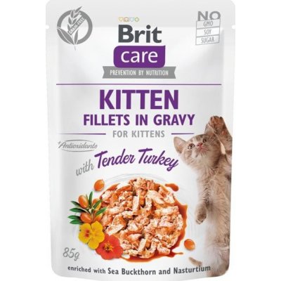 Kapsička BRIT Care Cat Kitten Fillets in Gravy with Tender Turkey - 85 g