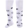 Detské pančuchy bavlnené hladké Milusie biele - Čierne mačičky, veľ. 80-86
