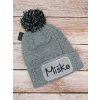 Zimná čiapka s brmbolcom - šedá s menom nie