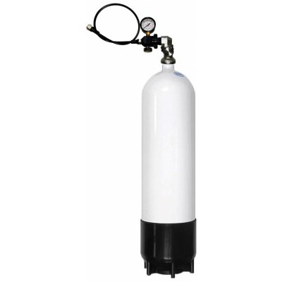 Aqua.Pro Oceľová fľaša 10l 300 Bar s ventilom + prepúšťacia hadica s manometrom a odvzdušňovačom + botka