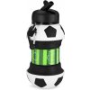 Spokey CORT Skladacia silikónová fľaša na vodu, 520 ml, futbalová lopta