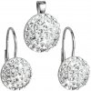 Evolution Group Sada šperkov s krištálmi Swarovski náušnice a prívesok biele okrúhle 39086.1, darčekové balenie
