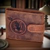 OV Bags Pánska kožená peňaženka – znamenie Panna (Virgo), vintage hnedá
