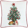 Vankúš zamatový s výplňou, biely - vianočný stromček, 100% polyester, 45 x 45 cm.