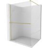 Mexen Kioto+, sprchová zástena Walk-In s poličkou a vešiakom 100 x 200 cm, 8mm sklo s rebrovým vzorom, zlatý matný profil, 800-100-121-55-09