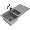 Mexen Andres, granitový drez 1000x500x200 mm, 1,5-komorový a drezová batéria Carla, šedá, 6515-71-670700-70-B