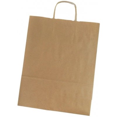 Papierová taška s krúteným uchom, 40,5x32x13,5 cm, hnedá