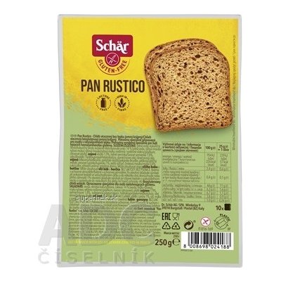 Schär PAN RUSTICO chlieb bezgluténový, viaczrnný, krájaný 1x250 g, 8008698024188