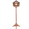 MKSTOR Drevené kŕmitko pre vtáky 50x45x40cm + SOLÁRNE Led Svetlo, vtáčia búdka, modrá + Stojan na jednej nohe