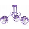 Mládežnícky stropný luster závesný EDISON GLOBUS 3 fialový LED