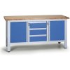 Pracovný stôl do dielne EXPERT, 3 zásuvky, 2 skrinky, 1690 x 600 x 860 - 900 mm, modrá