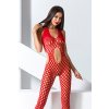 Passion BS065 červený sexy vzorovaný bodystocking