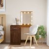 Toaletný stolík s LED svetlami hnedý dub 90x42x132,5 cm