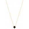 Lillian Vassago Zlatý náhrdelník s onyxom, štvorlístky LLV31-GN042 Farba zlata: Žltá, varianty: 41cm + 3cm
