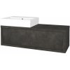 Dreja Umývadlová skriňa STORM SZZ2 120 (umývadlo Kube) - D16 Tmavý betón / D16 Tmavý betón / Pravé