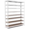 Policový regál Trestles RH 2200x1600x300, nosnosť 2000 kg, 8 políc Farba: biela, Typ police: drevená DTD 8 mm
