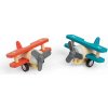 Bigjigs Toys Dřevěné natahovací letadlo Dvouplošník červený