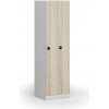 Kovová šatníková skrinka S1 zúžená, 2 oddiely, 1850 x 500 x 500 mm, zámok s čítačkou RFID kariet, laminované dvere, dub prírodný