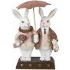 Clayre & Eef Dekorácia zajačikovia s nošou a dáždnikom - 13*6*16 cm