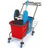 Upratovací vozík 2 x 25l vedrá, chrom. konštrukcia, žmýkací lis, držiak na smeti