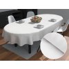 Biante Damaškový oválny obrus Atlas Grádl DM-006 Biely - pásiky 2 cm 140x220 cm