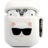 KLACA2SILCHWH Karl Lagerfeld Choupette Head Pouzdro pro Airpods 1/2 White