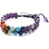 Nefertitis Ametyst čakrový náramok dvojitý sa Shamballa zapínaním NF10885 - obvod cca 16 až 24 cm