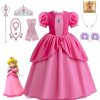 Dívčí šaty princezna Peach Super Mario a doplňky 110 - 130 130 cm