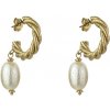 Marc Malone Pozlátené náušnice s umelou perlou Grace White Earrings MCE23005G