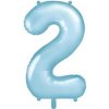PartyDeco Fóliový balón narodeninové číslo 2 svetlomodrý
