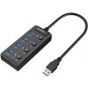 Orico USB 3.0. Hub s prepínačmi, 5x USB (čierny) W9PH4-U3-V1-BK-BP