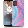 Picasee silikónový čierny obal pre Motorola Moto G32 - Pink liquid