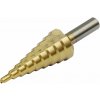 Extol Craft 20053 | Stupňovitý vrták, 2 rezné hrany do mäkkých materiálov priemer 4-20 mm, max. hĺbka rezania 4 mm, dĺžka 74 mm, stopka 8 mm, povlakovaný TiC