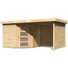 KARIBU SCHWANDORF 5 drevený domček + prístavok 240 cm (77748) 462 x 246 cm, natur LG3910