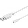 PremiumCord kabel micro USB 2.0, A-B 3m, bílá
