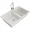MEXEN/S MEXEN/S - Tomas granitový drez 2-bowl vrátane batérie Rita, biela 6516-20-670300-00