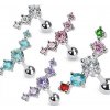 Šperky eshop - Piercing do tragusu z chirurgickej ocele - päť zirkónov Y10.17 - Farba zirkónu: Tanzanit - TZ
