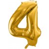 PartyDeco Fóliový balón narodeninové číslo 4 zlatý 86cm